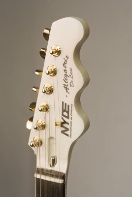 Front view of the headstock with my logo.