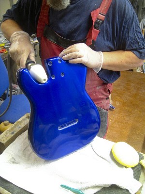 The trickier parts like the cutaway were easier to polish with a cotton cone buffer attached to a hose extension on power drill.