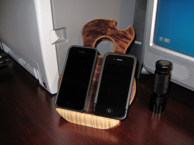 iPhone stand, Walnut, Birdseye Maple.jpg