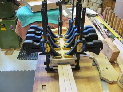 Gluing on the ebony veneer